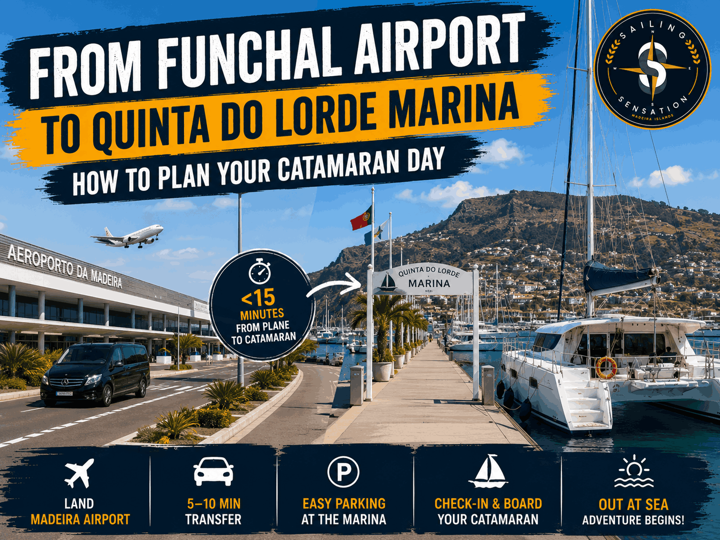 De l'aéroport de Funchal à la marina de Quinta do Lorde : comment organiser votre journée en catamaran